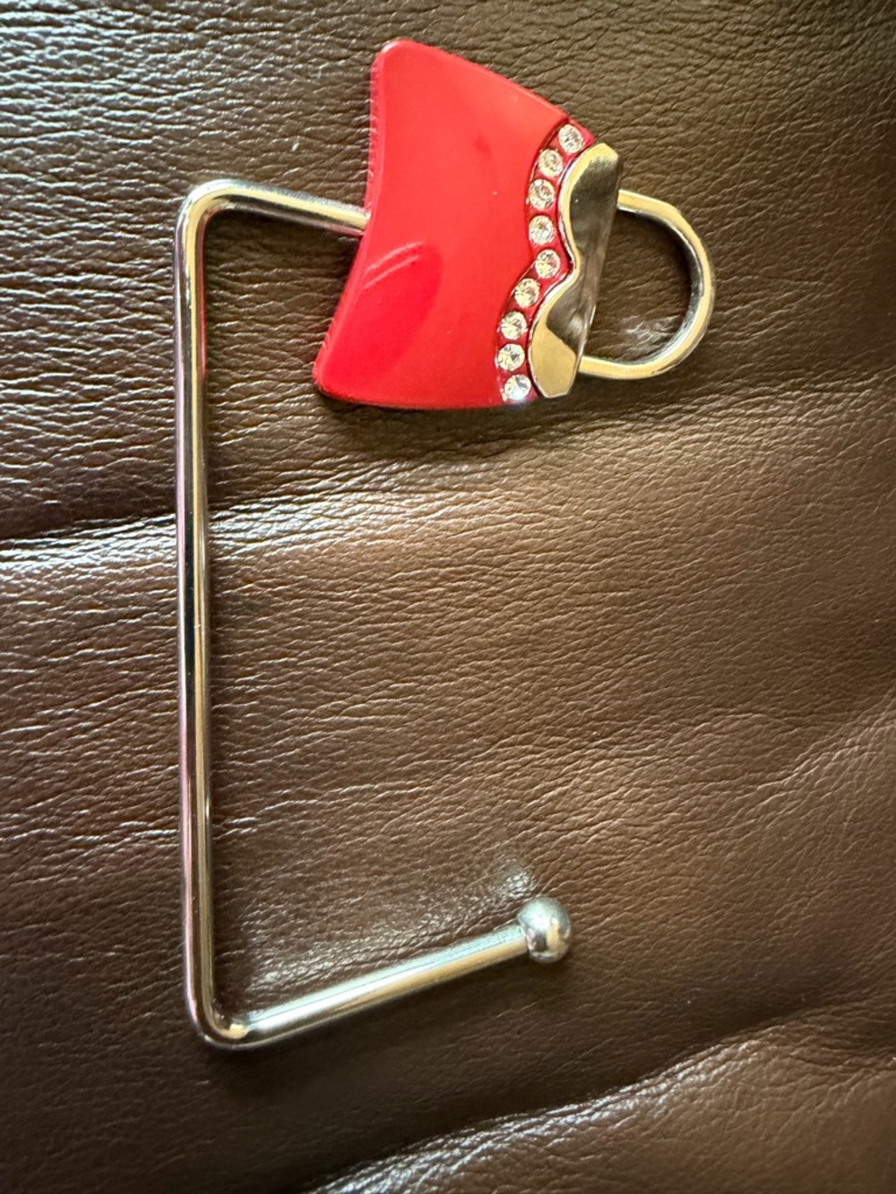 Red Rhinestone Handbag Hook Holder - NWOT